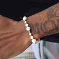 14K Gold - plated Natural Pearl Separated Bead Patchwork Bracelet For Men's Hip - hop Necklace - Dapper All Day