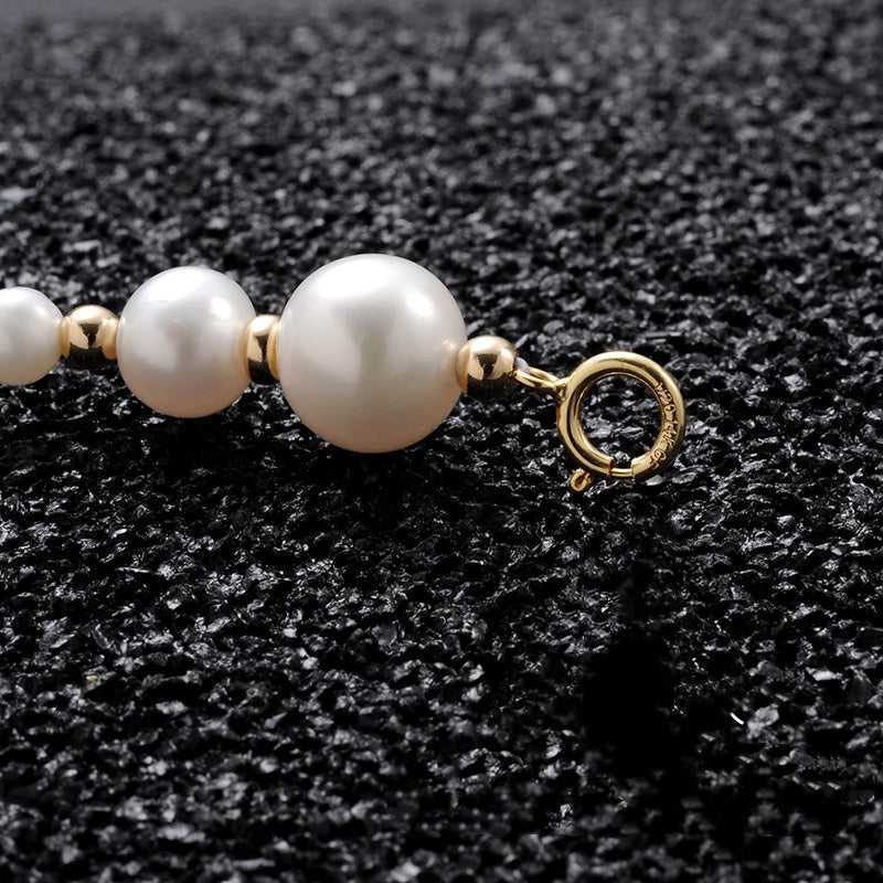 14K Gold - plated Natural Pearl Separated Bead Patchwork Bracelet For Men's Hip - hop Necklace - Dapper All Day