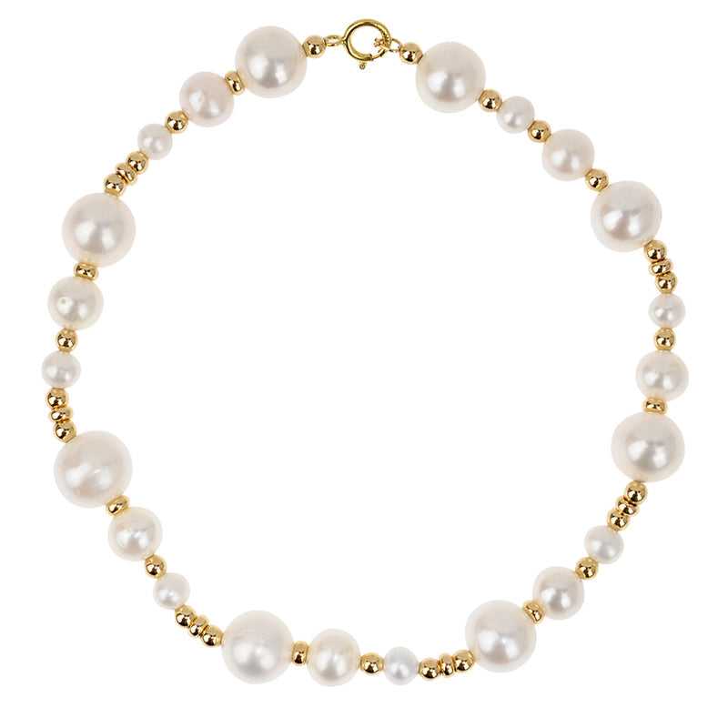 14K Gold - plated Natural Pearl Separated Bead Patchwork Bracelet For Men's Hip - hop Necklace - Dapper All Day