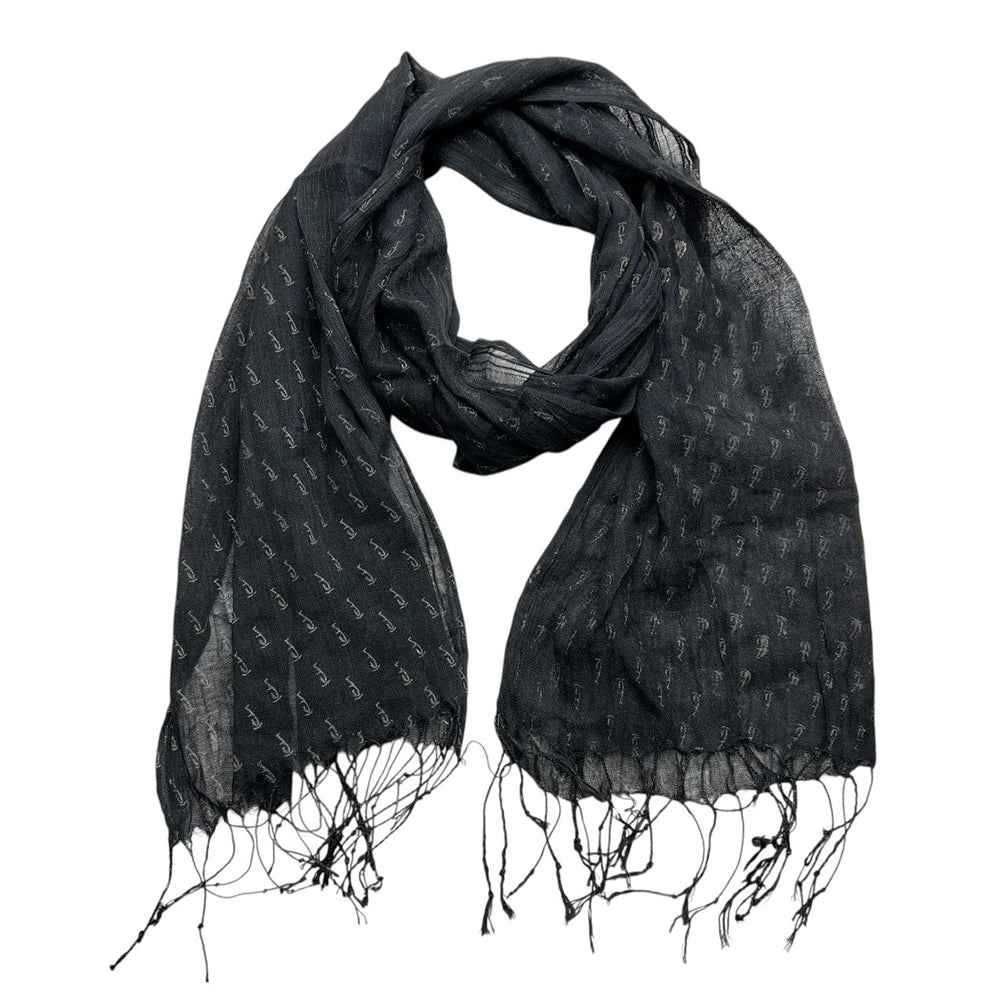 2pcs Elegant Abstract Evening Scarf,Black Printed Scarf,Versatile Everyday Scarf ,Pairs With All Casual Outfits,Office Appropriate Subtlety For Women Men - Dapper All Day
